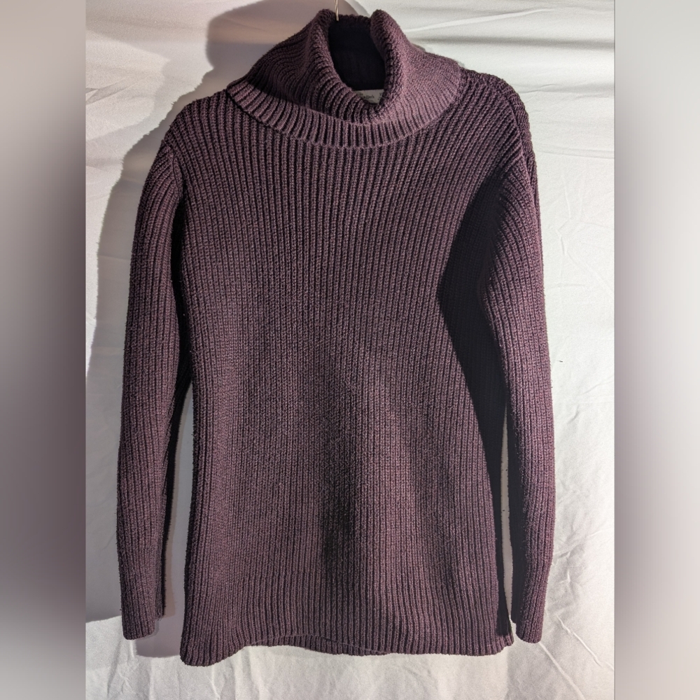 Abercrombie & Fitch Eggplant Purple Heavy Chunky Knit Turtleneck Sweater  Med